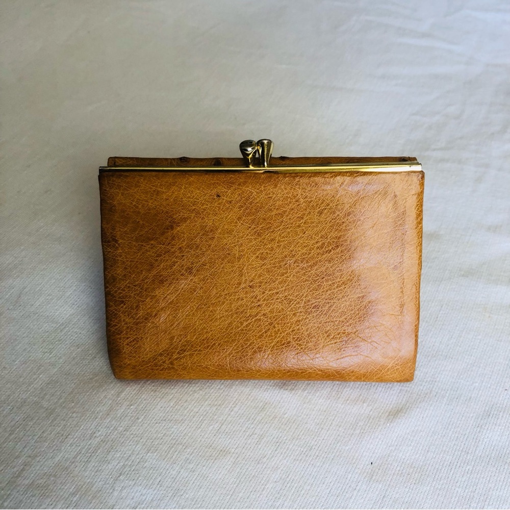Like new gold Ostrich leather bi fold wallet 🔥 - Picture 6 of 12